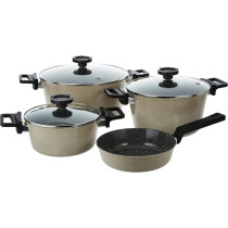 Neoflam XR07.WM Reverse Cookware Set, 7 Pieces, Warm Marble, 1 Year Warranty