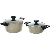 Neoflam XR07.WM Reverse Cookware Set, 7 Pieces, Warm Marble, 1 Year Warranty