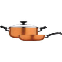 Bergner Ultra 3Pcs Cookware Set, Frypan 28Cm + Casserole With Lid 26Cm, Orange Colour, Pressed Aluminium, Induction Bottom, Bg31311Or, 1 Year Warranty