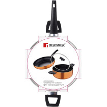 Bergner Ultra 3Pcs Cookware Set, Frypan 28Cm + Casserole With Lid 26Cm, Orange Colour, Pressed Aluminium, Induction Bottom, Bg31311Or, 1 Year Warranty