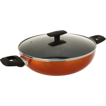 Bergner Ultra 3Pcs Cookware Set, Frypan 28Cm + Kadai With Lid 28Cm, Orange Colour, Pressed Aluminium, Induction Bottom, Bg31310Or, 1 Year Warranty