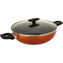 Bergner Ultra 3Pcs Cookware Set, Frypan 28Cm + Kadai With Lid 28Cm, Orange Colour, Pressed Aluminium, Induction Bottom, Bg31310Or, 1 Year Warranty