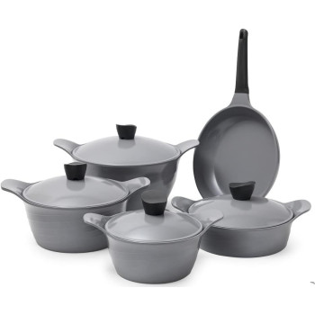 Tornado Tornado 9Pcs Korean Granite Pot Set, Grey, Tod.Dg31372, 1 Year Warranty