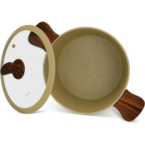 Fissman Cookware Set Radiant Series 9 Pcs Aluminium With Non-Stick Coating, Cream Color, Casserole With Lid 20Cm, 24Cm, 28Cm, Saucepan 16Cm, Frying Pan 24Cm With Standard German Coating, 1 Year Warranty