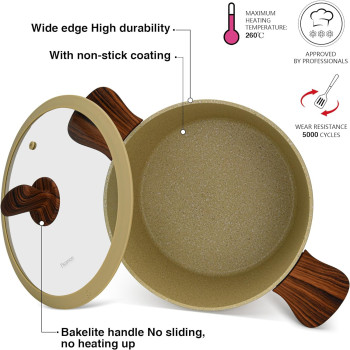 Fissman Cookware Set Radiant Series 9 Pcs Aluminium With Non-Stick Coating, Cream Color, Casserole With Lid 20Cm, 24Cm, 28Cm, Saucepan 16Cm, Frying Pan 24Cm With Standard German Coating, 1 Year Warranty