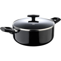 Bergner Shine 7Pcs Cookware Set Pressed Aluminum, Marble+ Non-Stick Coating, Induction Bottom, Black Color, Bg34660Bk, 1 Year Warranty