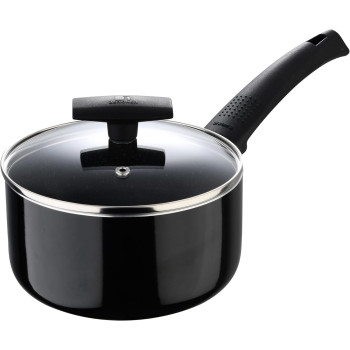 Bergner Shine 7Pcs Cookware Set Pressed Aluminum, Marble+ Non-Stick Coating, Induction Bottom, Black Color, Bg34660Bk, 1 Year Warranty