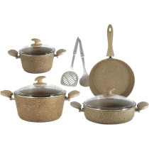 Home Maker Granitec Cookware 9-Pieces Set, Charm Light Brown, 1 Year Warranty
