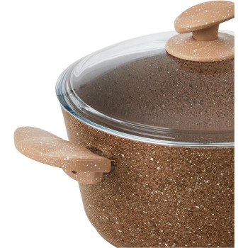 Home Maker Granitec Cookware 9-Pieces Set, Charm Light Brown, 1 Year Warranty