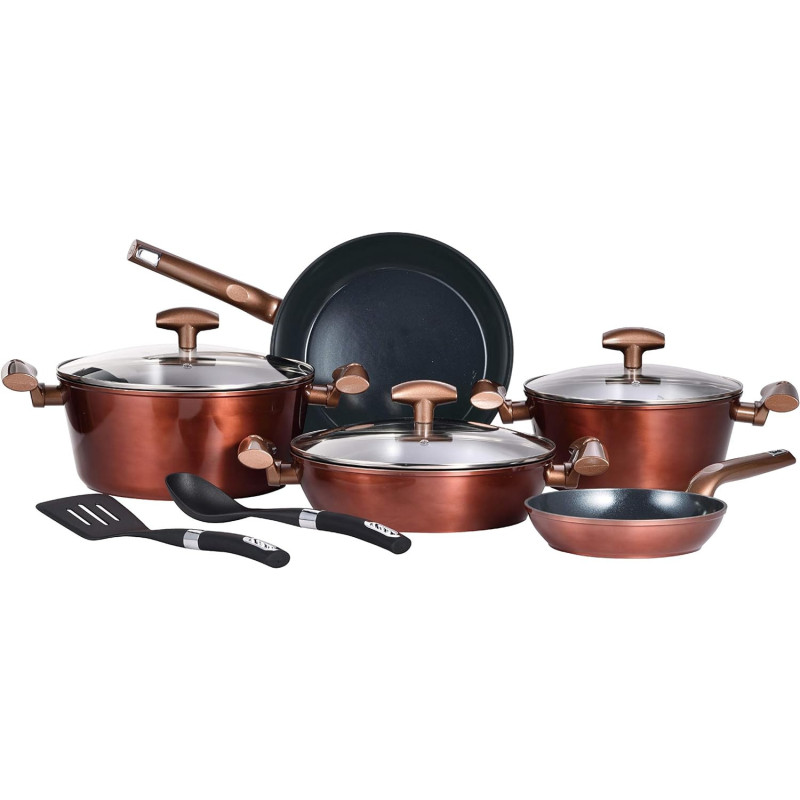 Bergner Blaze 10 Pcs Cookware Set, Forged Aluminum, Induction Base, Copper Colour, Bg30210Cp, 1 Year Warranty