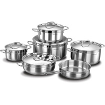 Korkmaz Alfa Xl 11 Pieces Stainless Steel Cookware Set, Induction Base Cookware Pots And Pans Set, 1 Year Warranty