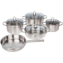 Korkmaz Satina 9 Pcs Cookware Set, Silver, A1865, 1 Year Warranty