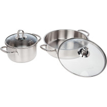 Korkmaz Satina 9 Pcs Cookware Set, Silver, A1865, 1 Year Warranty