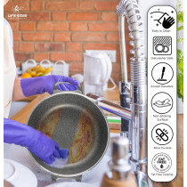 Life Smile Cookware Set 18 Pieces - Life Smile Induction Pot And Pan Set-Granite Non Stick Coating, Die Cast Aluminum Body Include Casseroles & Fry Pan & Double Grill Pan & Kitchen Utensils (Davy Grey), 1 Year Warranty