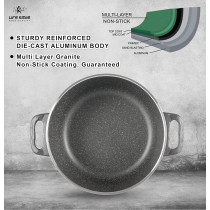 Life Smile Cookware Set 18 Pieces - Life Smile Induction Pot And Pan Set-Granite Non Stick Coating, Die Cast Aluminum Body Include Casseroles & Fry Pan & Double Grill Pan & Kitchen Utensils (Davy Grey), 1 Year Warranty