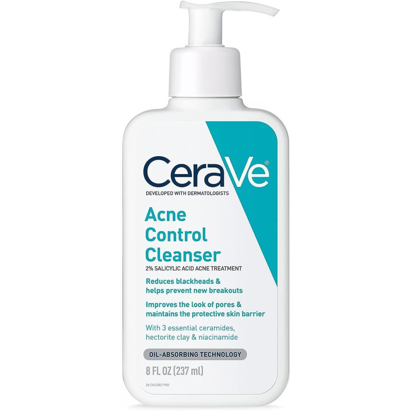 CeraVe Face Wash Acne Treatment Salicylic Acid Cleanser with Purifying Clay for Oily Skin - 8 Fl Oz (Pack of 1)