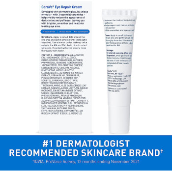 CeraVe Eye Repair Moisturizing Cream for Dark Circles and Puffiness with Hyaluronic acid and Ceramides, 0.5 Oz (14 ML)