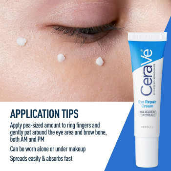 CeraVe Eye Repair Moisturizing Cream for Dark Circles and Puffiness with Hyaluronic acid and Ceramides, 0.5 Oz (14 ML)