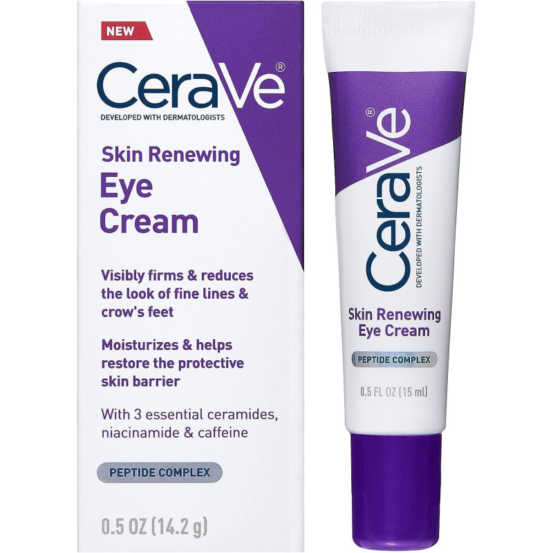 CeraVe Eye Cream for Wrinkles, Dark Circles, Puffiness Under Eyes With Anti-Aging Formula, 0.5 Oz (Pack of 1), 15 ML