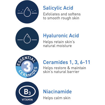 CeraVe SA Smoothing Cleanser, Face & Body Salicylic Acid Wash and Exfoliant for Normal, Dry and Rough Skin with Hyaluronic Acid, 236 ML (Pack of 1)