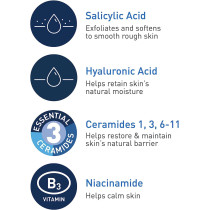 CeraVe SA Smoothing Cleanser, Face & Body Salicylic Acid Wash and Exfoliant for Normal, Dry and Rough Skin with Hyaluronic Acid, 236 ML (Pack of 1)