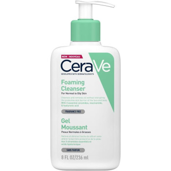 CeraVe Foaming Cleanser For Normal To Oily Skin With Hyaluronic Acid - 236 ML (Pack of 1)