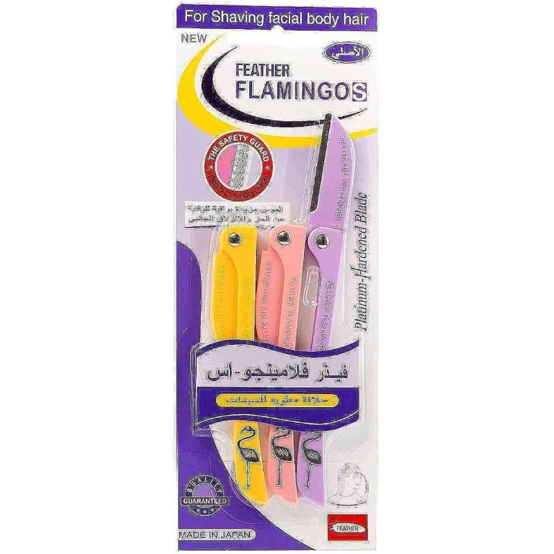 FEATHER Flamingos Ladies Razor Blade For Facial And Body Hair - 3 Piece