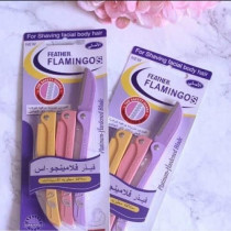 FEATHER Flamingos Ladies Razor Blade For Facial And Body Hair - 3 Piece