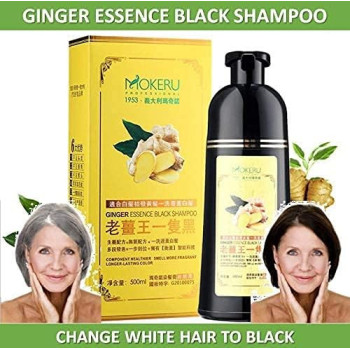 MOKERU Hair Dyeing Shampoo With Ginger Essence, Black, 500 ML