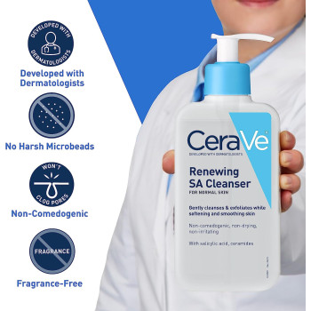 CeraVe SA Cleanser, Salicylic Acid Face Wash With Hyaluronic Acid, Niacinamide & Ceramides, BHA Exfoliant For Face -  8 Fl Oz (237 ML)