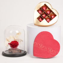 fnp Red Forever Rose with Chocolate in Box