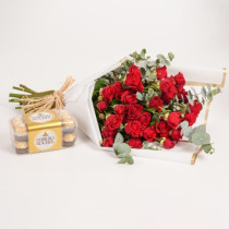 fnp Baby Roses Bouquet with Ferrero Rocher Chocolate