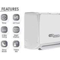 Super General 1.5 Ton Split Air Conditioner, 18000 BTU, Reciprocating Compressor, Auto Restart, Gold Fin, 4-way swing, SGS-191-4GE, White - 115.6 x 41.5 x 31.5 cm, 1 Year Warranty