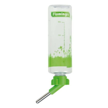 Flamingo Drinking Bottle for Small Animals, 250ml, green white