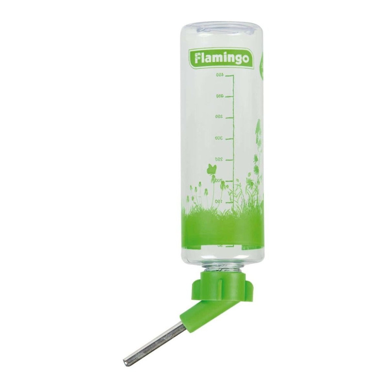 Flamingo Drinking Bottle for Small Animals, 500ml, green white