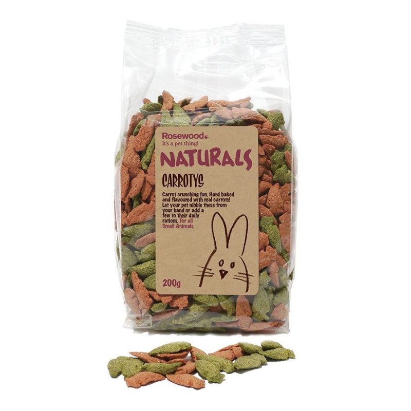 Rosewood Naturals Carrotys Small Animal Treats, 200kg , orange , green