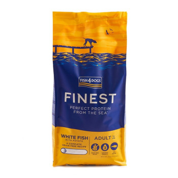 Fish4Dogs 6kg White Fish Adult Large Kibble Dog Food, Brown