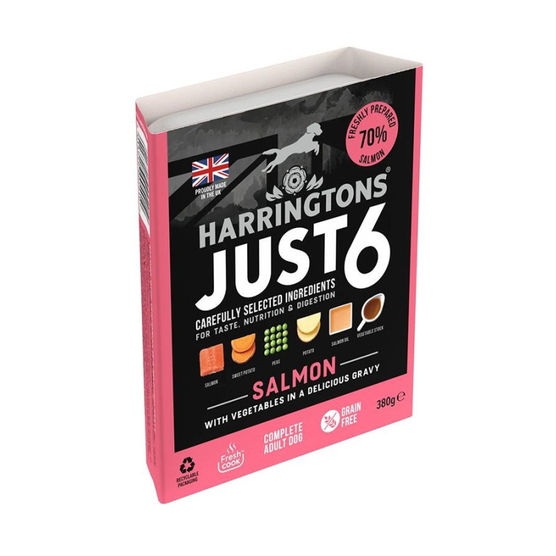 Harringtons 380g x 6 Just 6 Salmon Grain Free Wet Dog Food