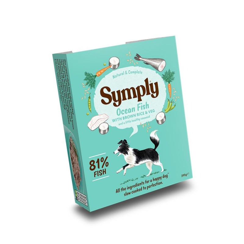 Symply 395g Adult Ocean Fish, Brown Rice And Veg Wet Dog Food, Brown