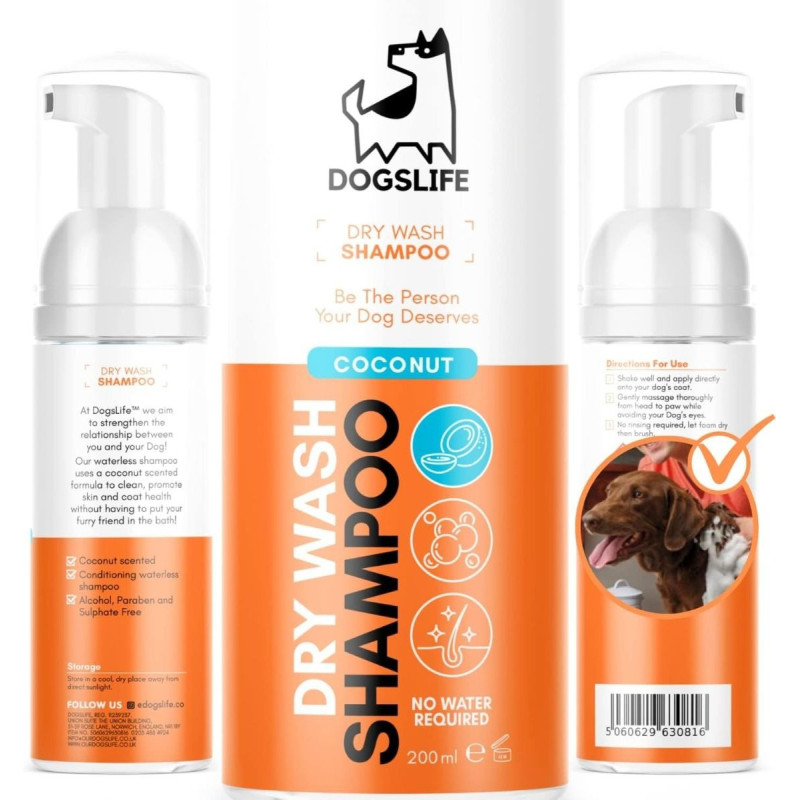 DogsLife Drywash Coconut Dog Shampoo 200ml, 200 ML