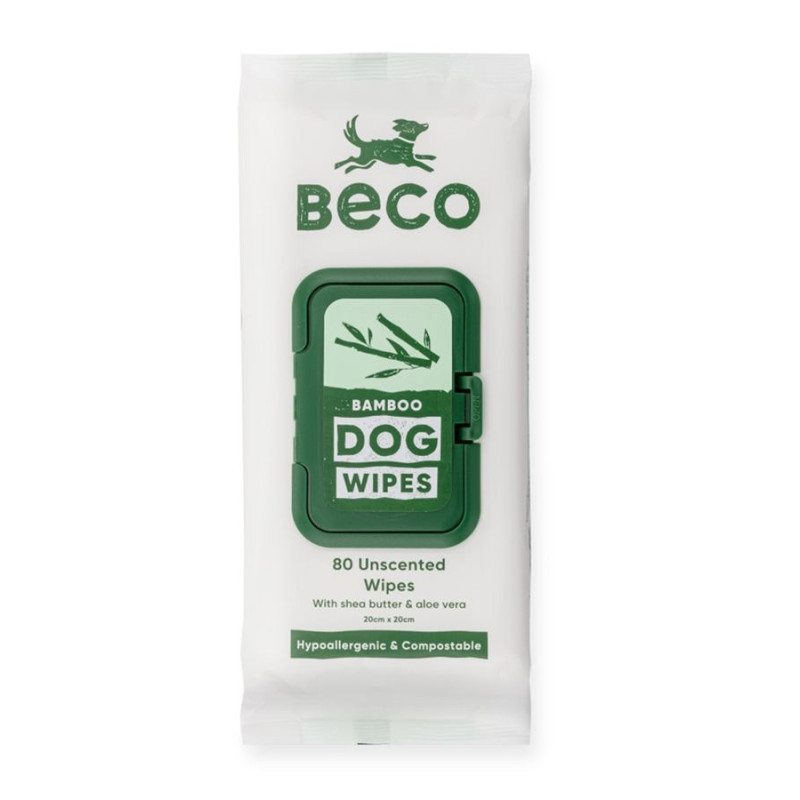 Beco Bamboo Unscented Dog Wipes, White