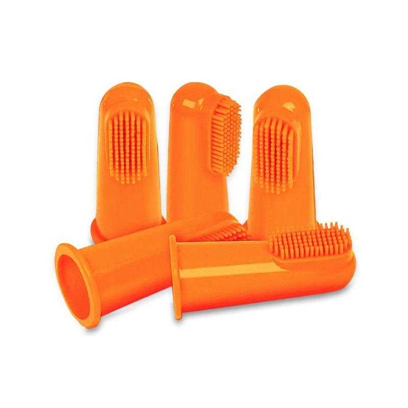 DogsLife Silicone Finger Dental Brushes Dog 5pcs, Orange