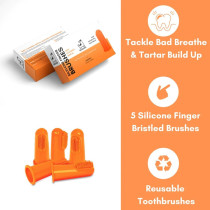 DogsLife Silicone Finger Dental Brushes Dog 5pcs, Orange