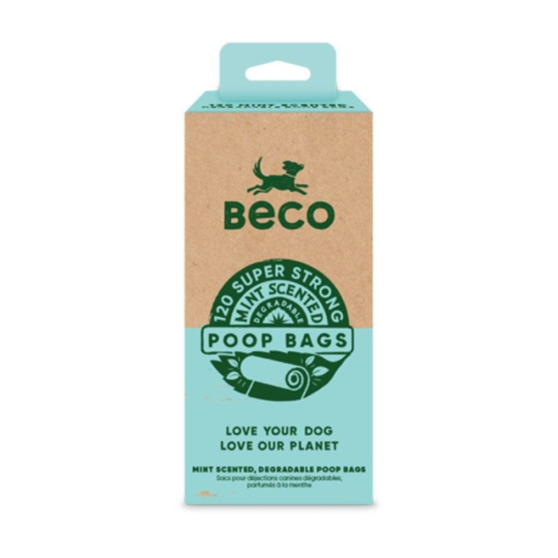 Beco Bags Mint Scented Poo Bags 120pcs, 120pcs, Dark green
