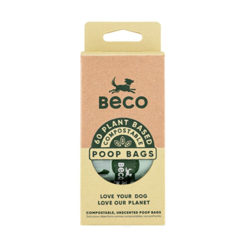 Beco Bags Compostable Poo Bags 60pcs, 60pcs, Dark green