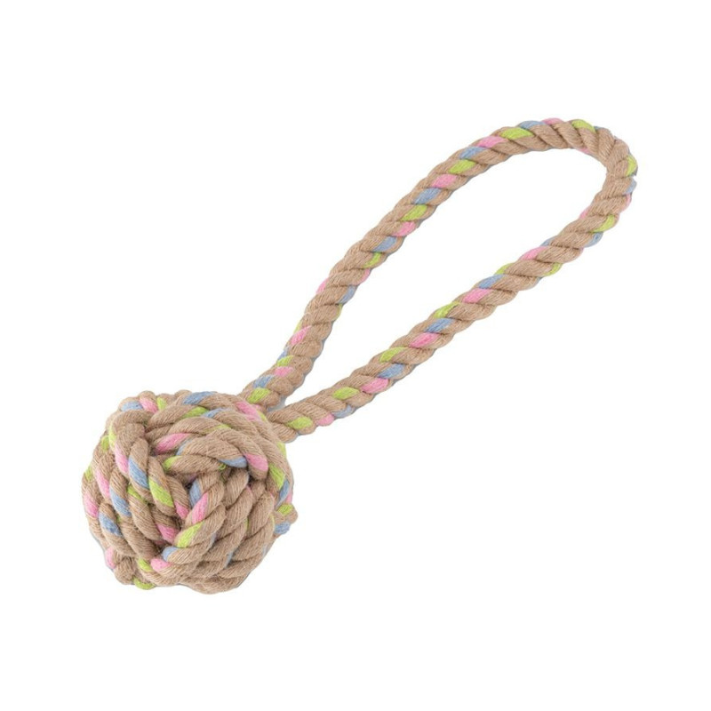 Beco Rope Hemp Ball with Loop, Large, Mix colour