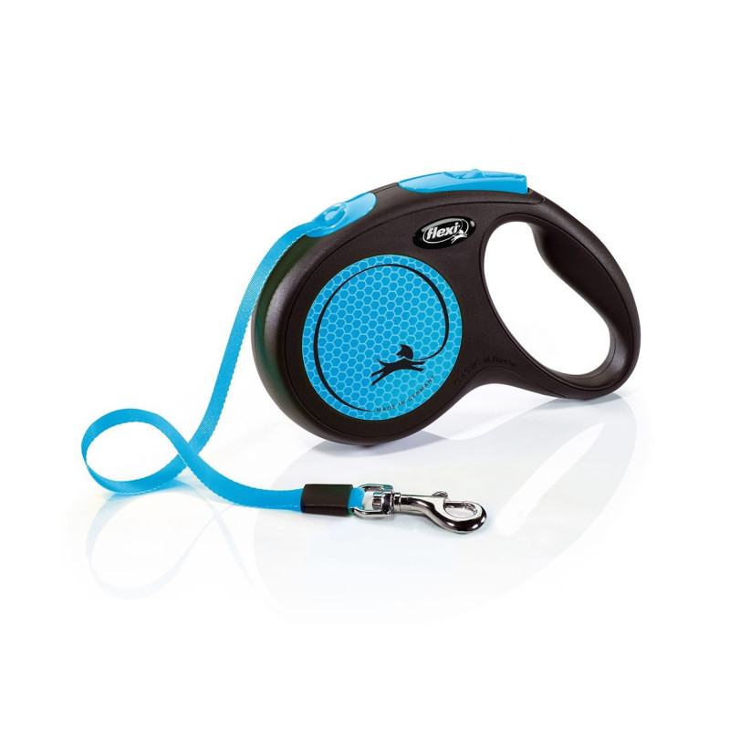 Flexi New Neon Tape Retractable Dog Leash, M5M, Blue