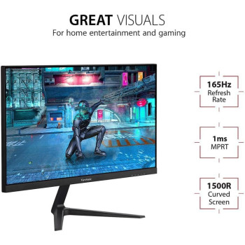 Viewsonic VX2418-P-MHD 24 Inch Frameless Full HD 1080P 165Hz 1Ms Gaming Monitor With Adaptive-Sync Eye Care HDMI And Display Port
