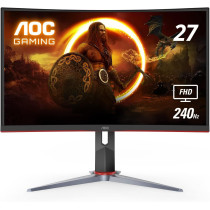AOC C27G2Z 27 Inch Curved Frameless Ultra-Fast Gaming Monitor, FHD 1080P, 0.5Ms 240Hz, Freesync, HDMI/DP/VGA, Height Adjustable, 3-Year Zero Dead Pixel Guarantee, Black, Xbox PS5 Switch