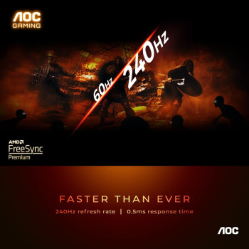 AOC C27G2Z 27 Inch Curved Frameless Ultra-Fast Gaming Monitor, FHD 1080P, 0.5Ms 240Hz, Freesync, HDMI/DP/VGA, Height Adjustable, 3-Year Zero Dead Pixel Guarantee, Black, Xbox PS5 Switch